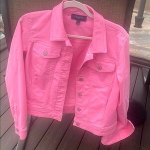 Talbots Pink Jean Jacket Cropped Denim